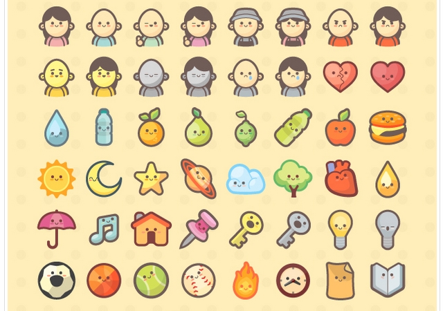 300 Kawaii-style Icons and Avatars for Kids