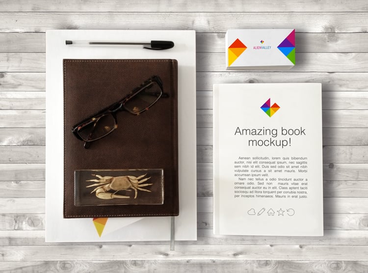 Book and Business Card Mockup