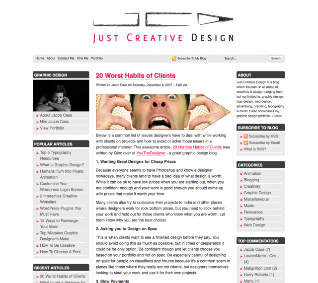 2007 Just Creative Design Website