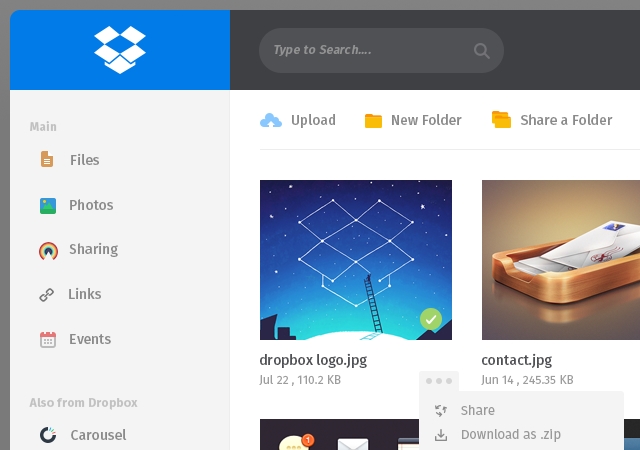 Dropbox Page Redesign PSD Template