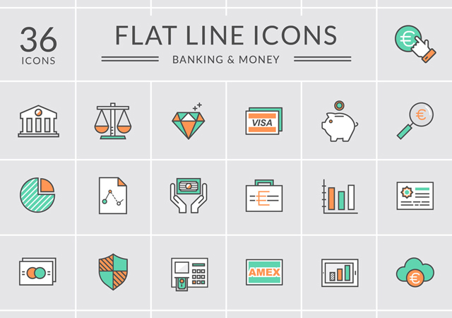Bank and Money Icons Set