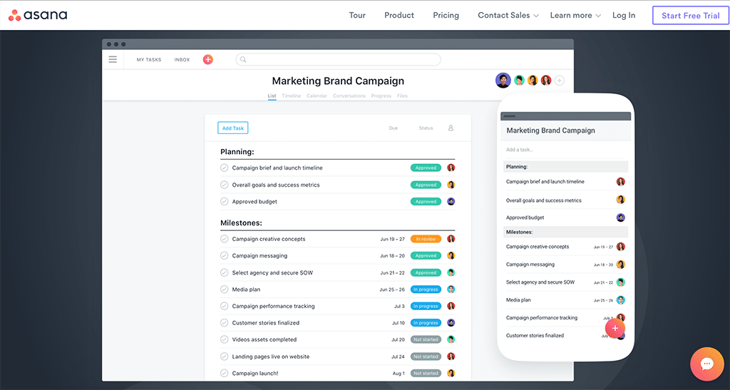 Image of the Asana Project Management Software