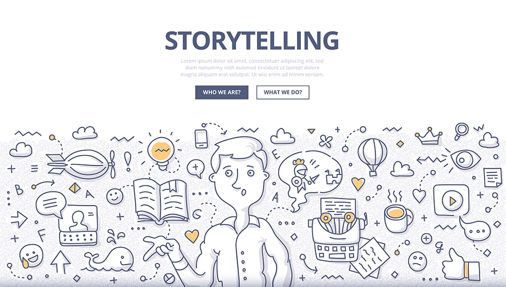 Illustration of brand storytelling on a website.
