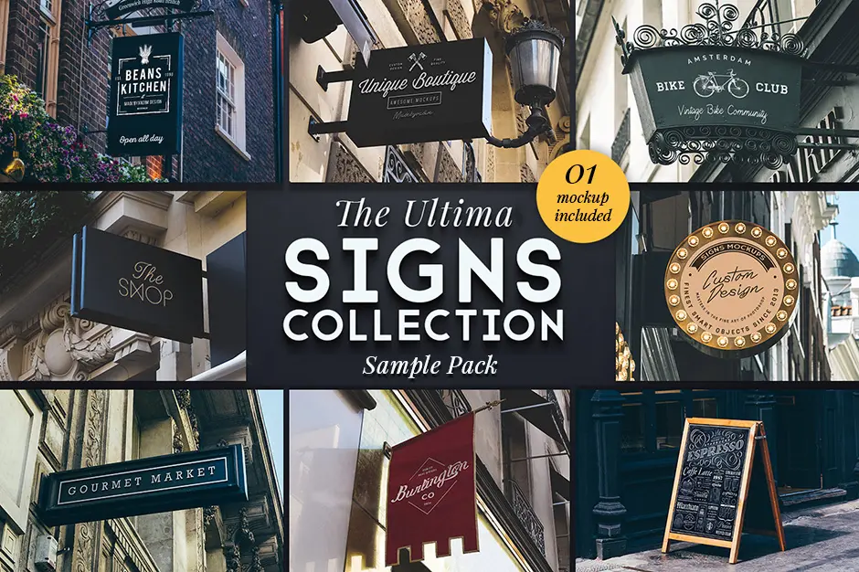 Sign Collection Mockup Pack Free Download PSD