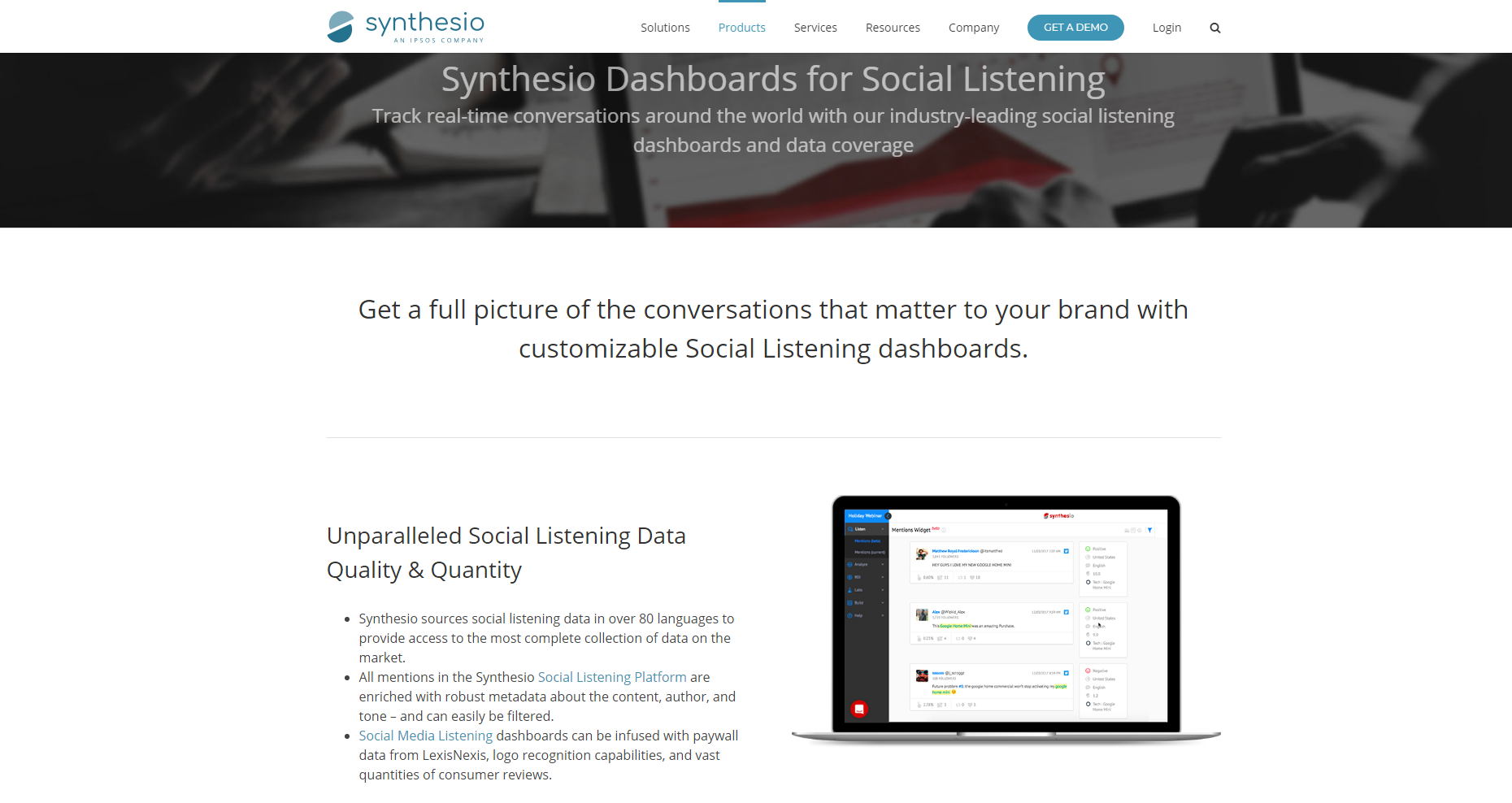 Synthesio Dashboard for social listening