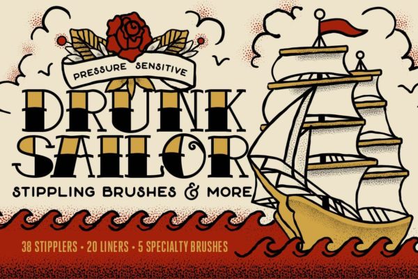 Drunk Sailor | Vector Stippling Brushes & More