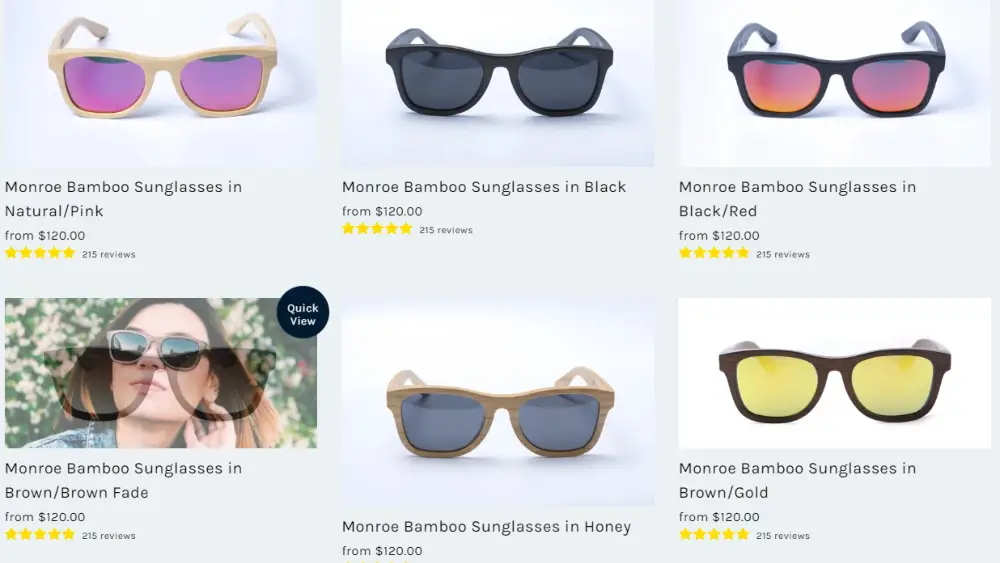 Panda Sunglasses product range - How To Build An Online Presence With Sustainability At Its Core