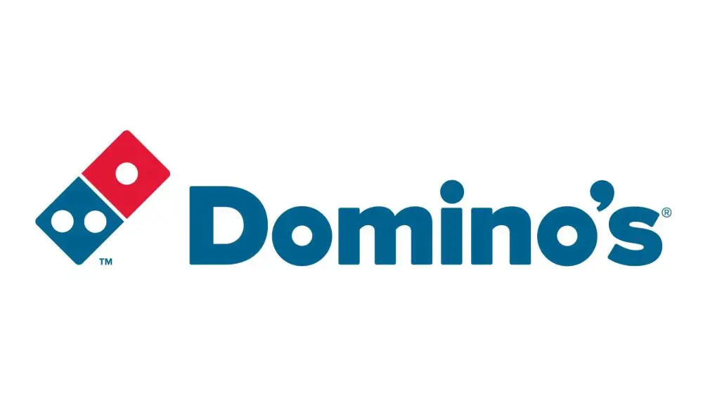 Domino's logo features 3 dots representing the chain's first 3 stores