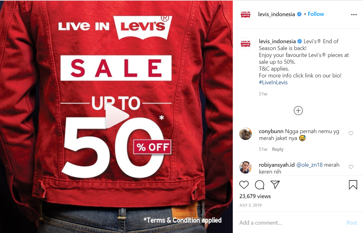 Levi's Instagram discount ad