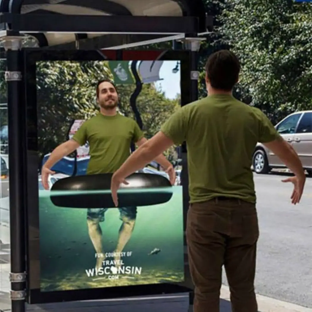 Travel Wisconsin digital guerilla marketing immersive bus shelter ad