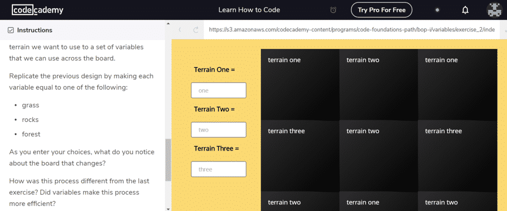 Codecademy online coding course