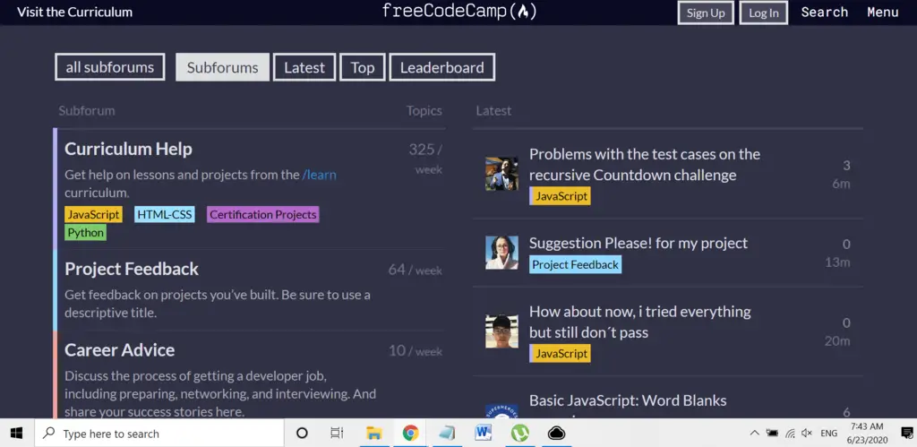 FreeCode Camp free online coding course