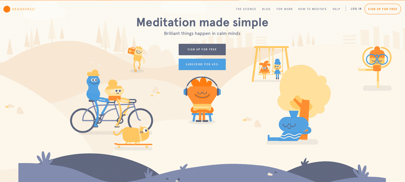 Headspace's imagery is consistent and supports brand image