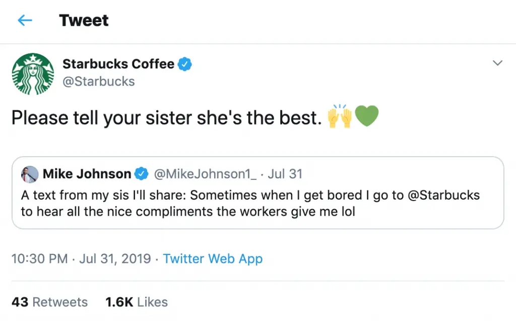 Starbucks' sassy tone in customer support chats