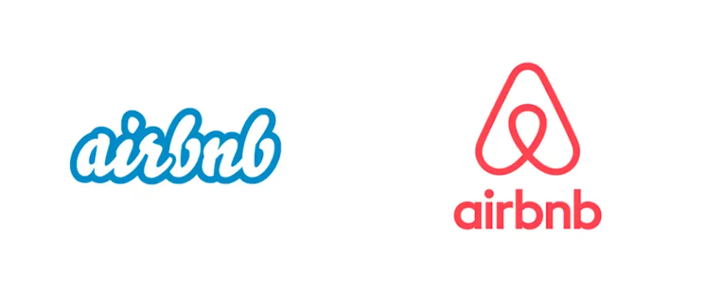 AirBnB 2014 rebrand, logo before and after