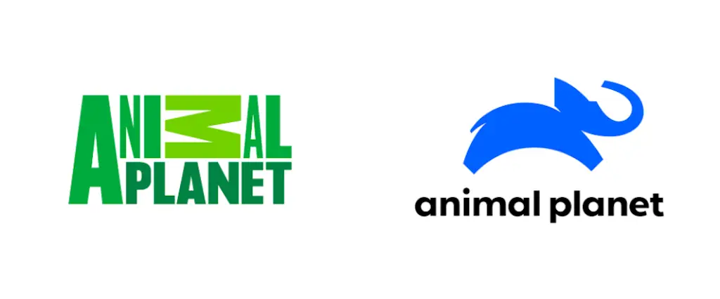 Animal Planet 2018 rebrand, logo before and after