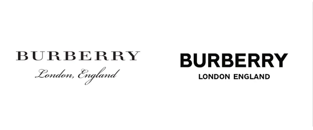 Burberry 2018 rebrand, logo before and after