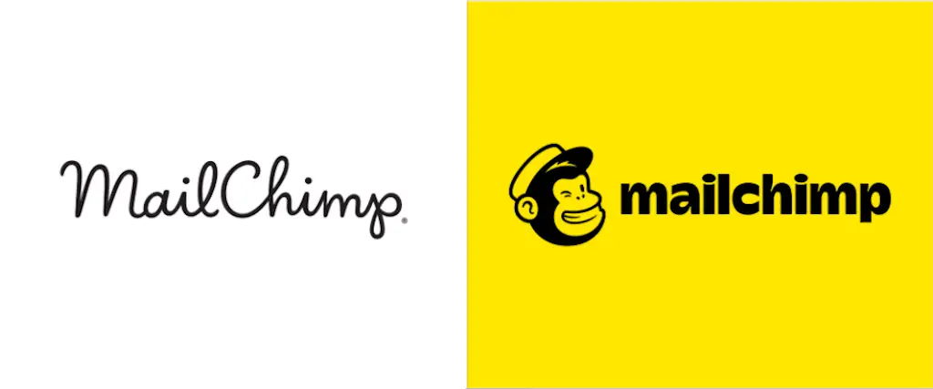 Mailchimp 2018 rebrand, logo before and after 