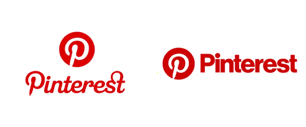 Pinterest 2017 rebrand, logo before and after
