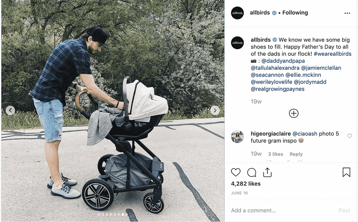 Allbirds Instagram post for Fathers Day