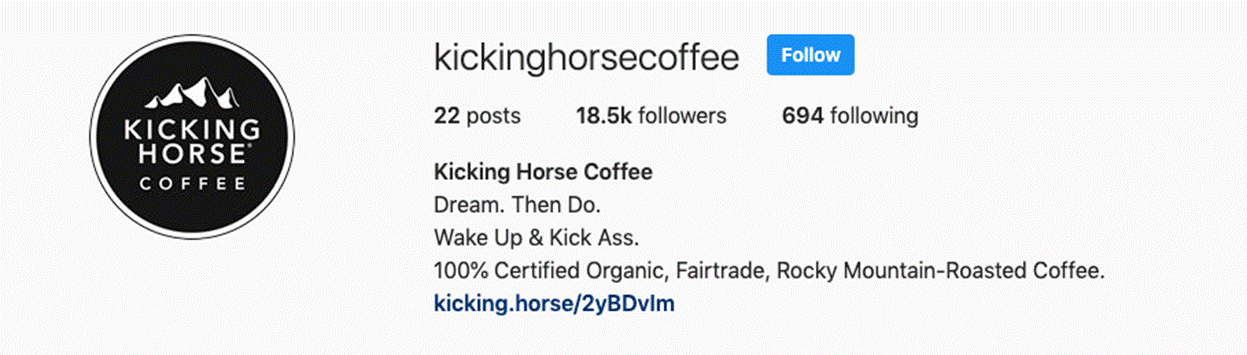 Optimised Instagram bio by @kickinghorsecoffee