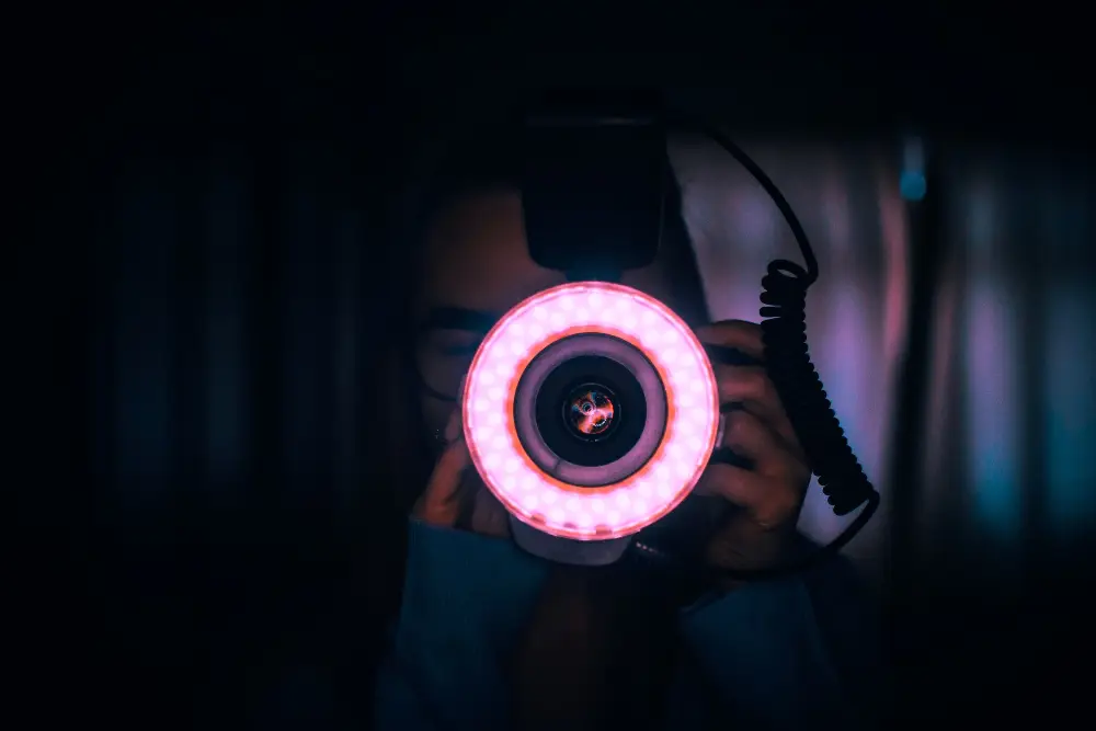 Ring light around camera lens