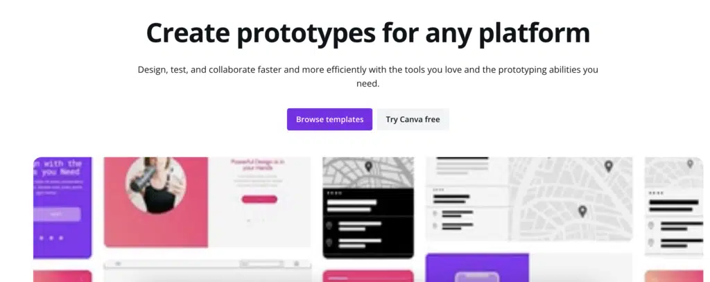 Canva prototype-Website prototyping tool for any platform