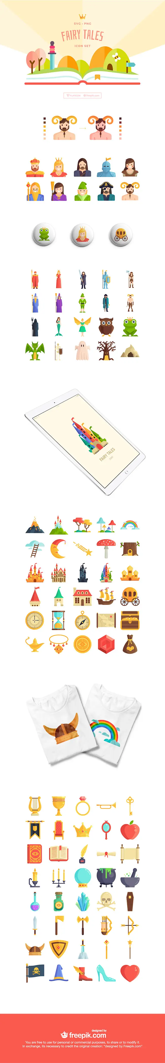 100 Free Fairy Tale themed icon set