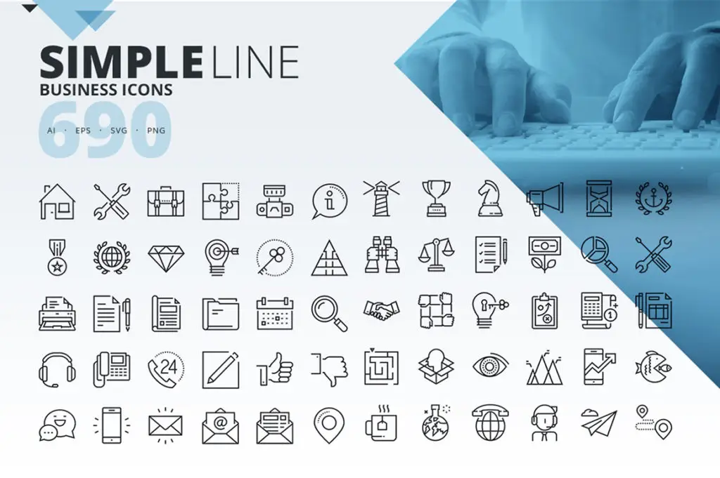 690 Simple Business Line Icons