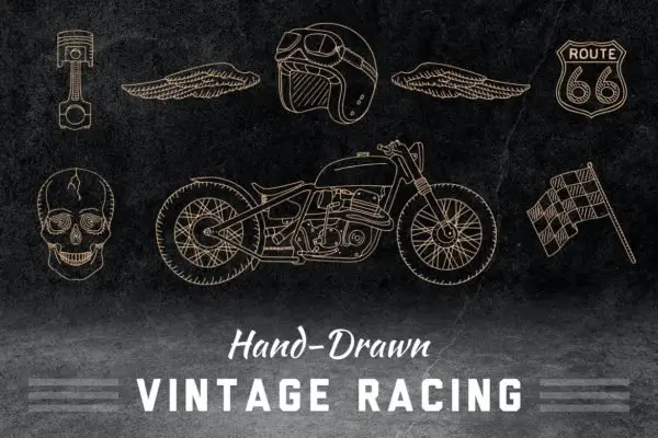 Vintage hand drawn racing elements