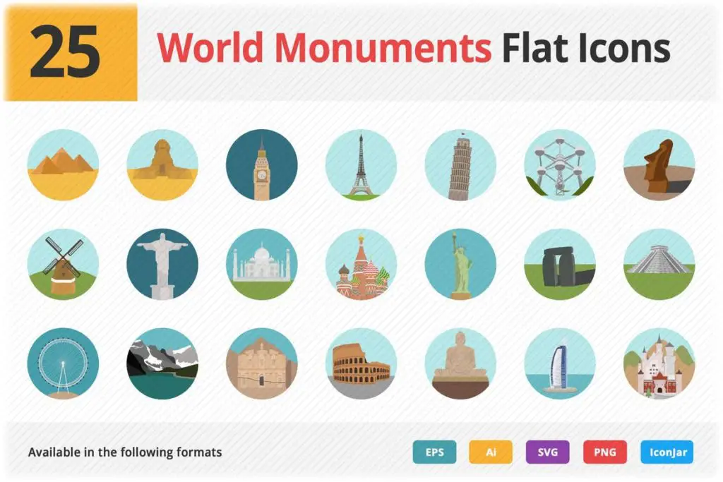 World Monuments Flat Icons Vol 1