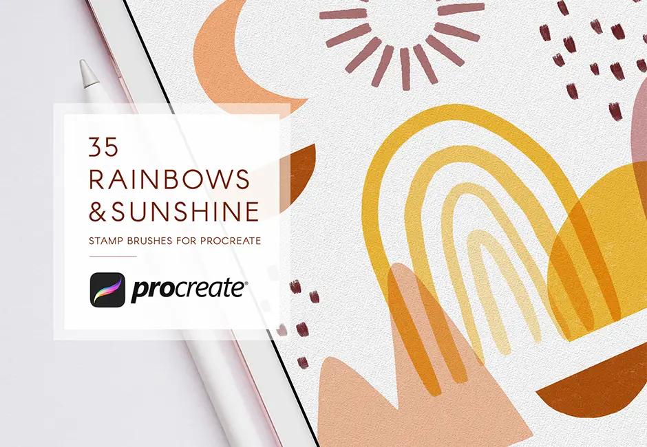Abstract Rainbows & Sunshine Procreate Stamps Brush Set