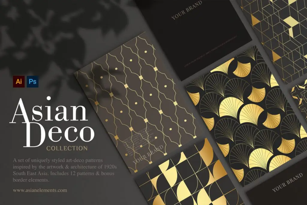 Asian Deco- Seamless Art Deco Patterns Collection