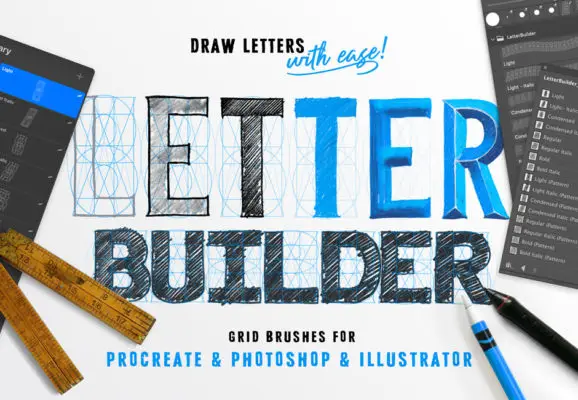 Letter Builder for Procreate. Affinity and Photoshop