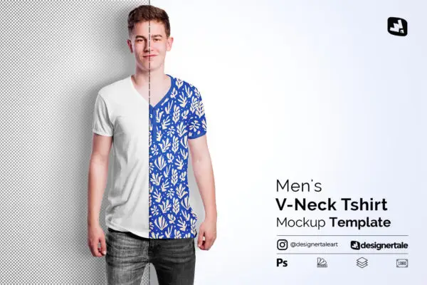 Men’s V-Neck T-shirt Mockup 