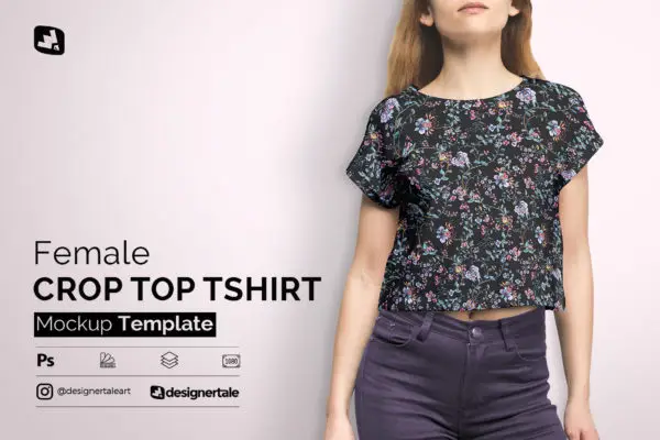 Female Crop Top T-shirt Mockup 