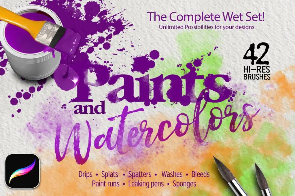 42 Paint & Watercolor Brushes