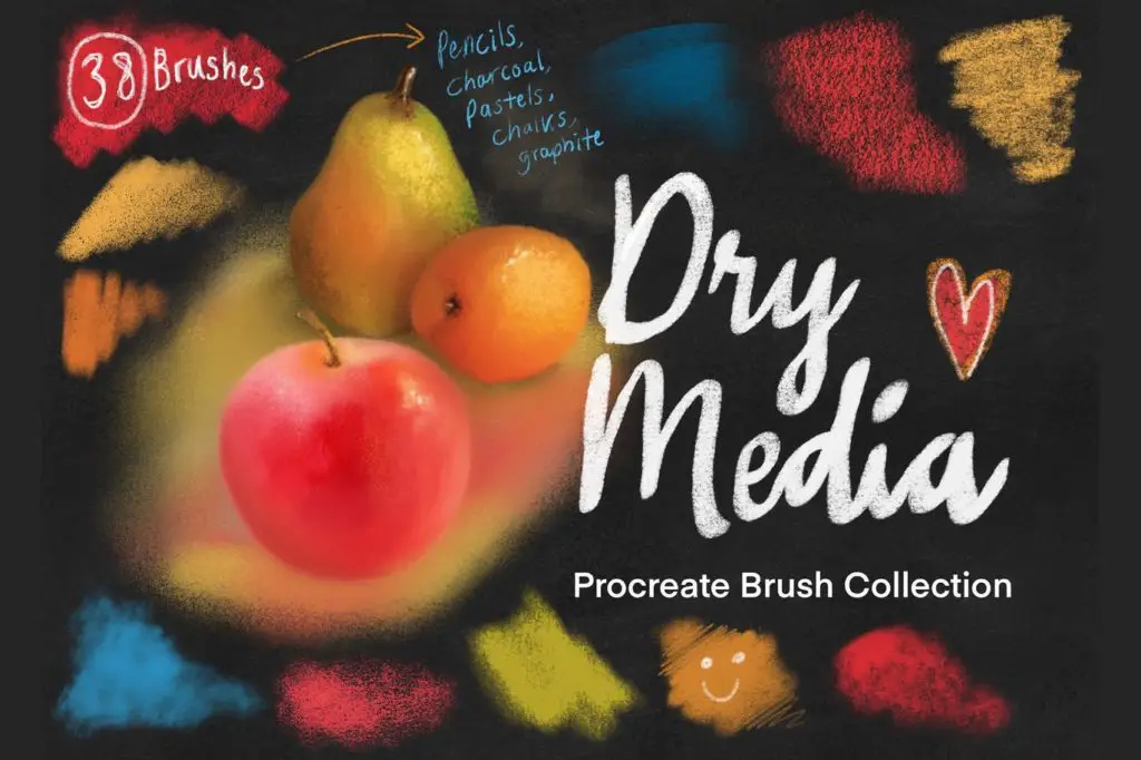 Dry Media Pro Charcoal and Chalk Procreate Brushes: Best Smudge Brush sets for Procreate