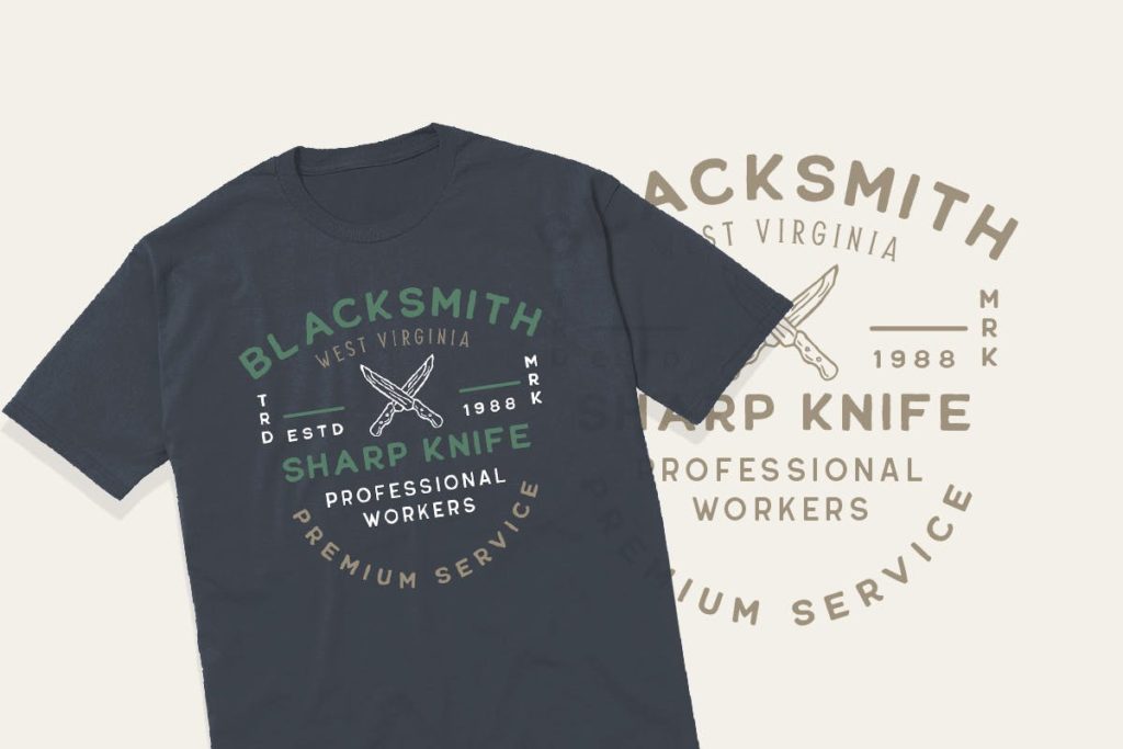 Hipster fonts on T-shirts