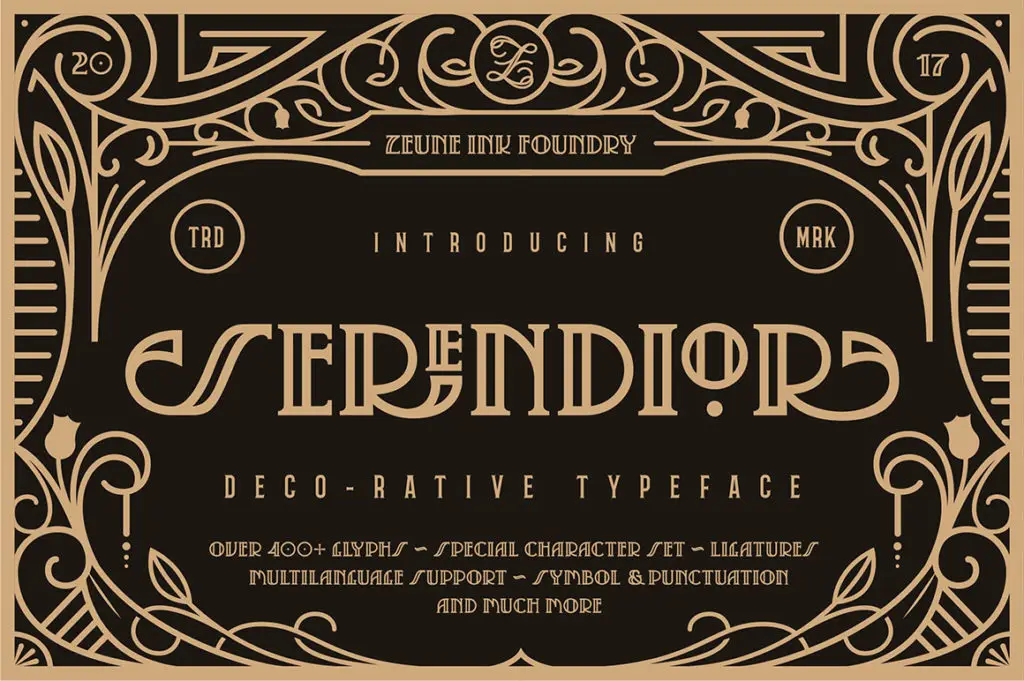 Serendior | Art Deco Font & Seamless Patterns