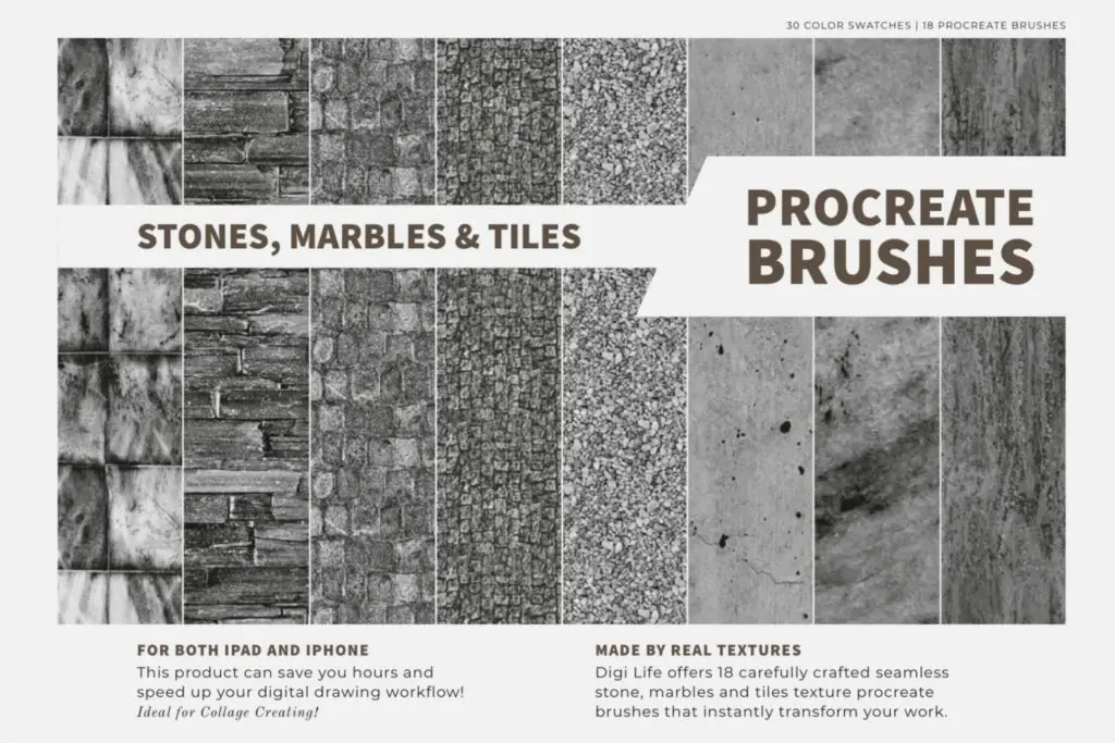 Stones, Marbles & Tiles Procreate Brushes & Color Palette