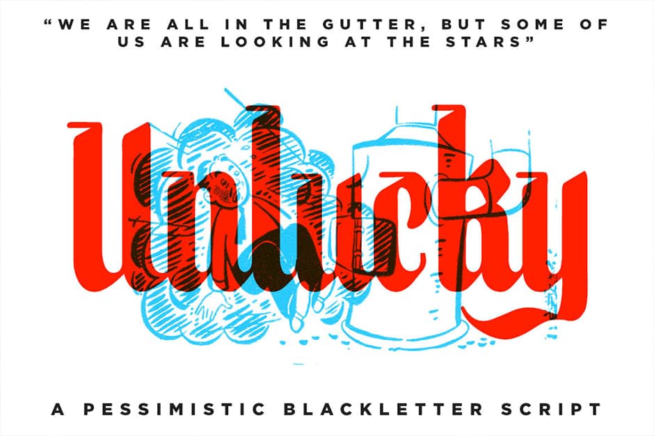 Unlucky – BlackLetter Script Font