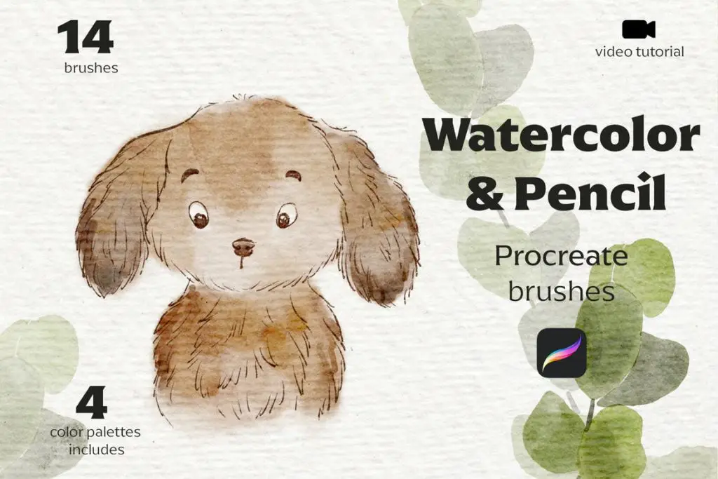 Watercolor and Pencil Procreate brushes