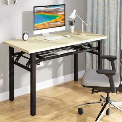 Folding Small Computer Desk，Portable Laptop Table Writing Computer Desk Office Desk Workstation Outdoor Picnic Table with Adjustable Legs for Home Office Notebook Desk 55’’ No Assemble 