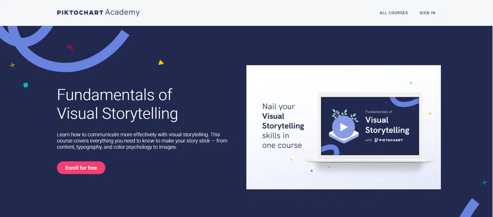 Fundamentals of Visual Storytelling Course on Piktochart 