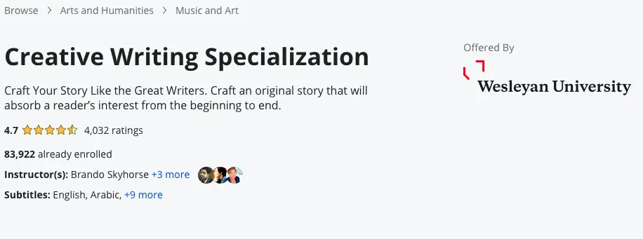 Creative Writing Specialization