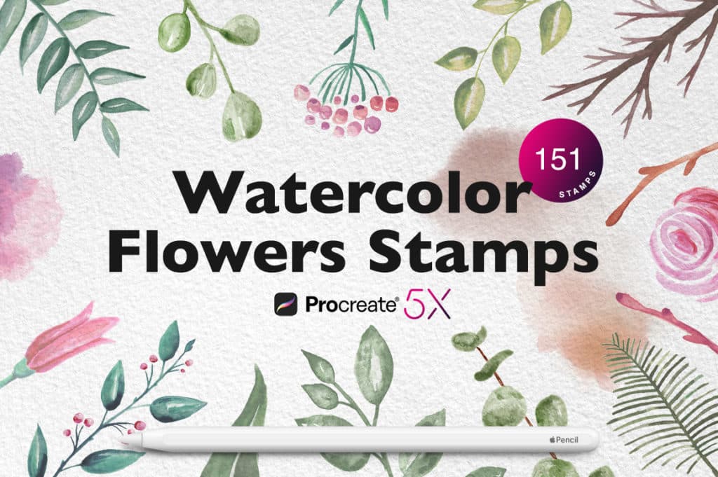 Procreate Watercolor Flowers Stamps