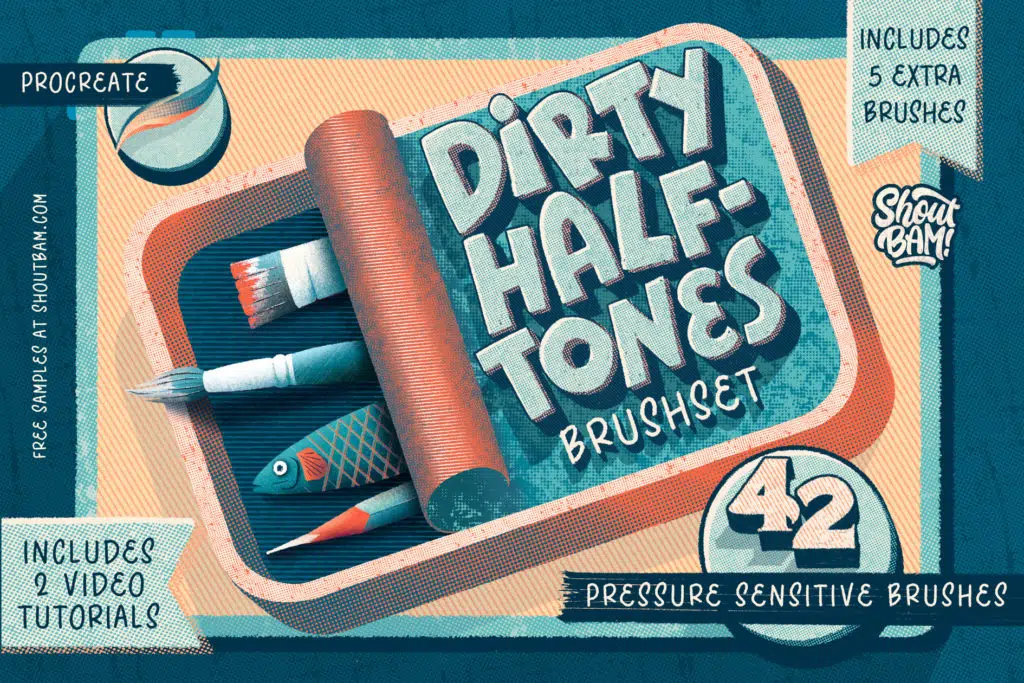 Dirty Halftone BrushSet & Video Tutorials