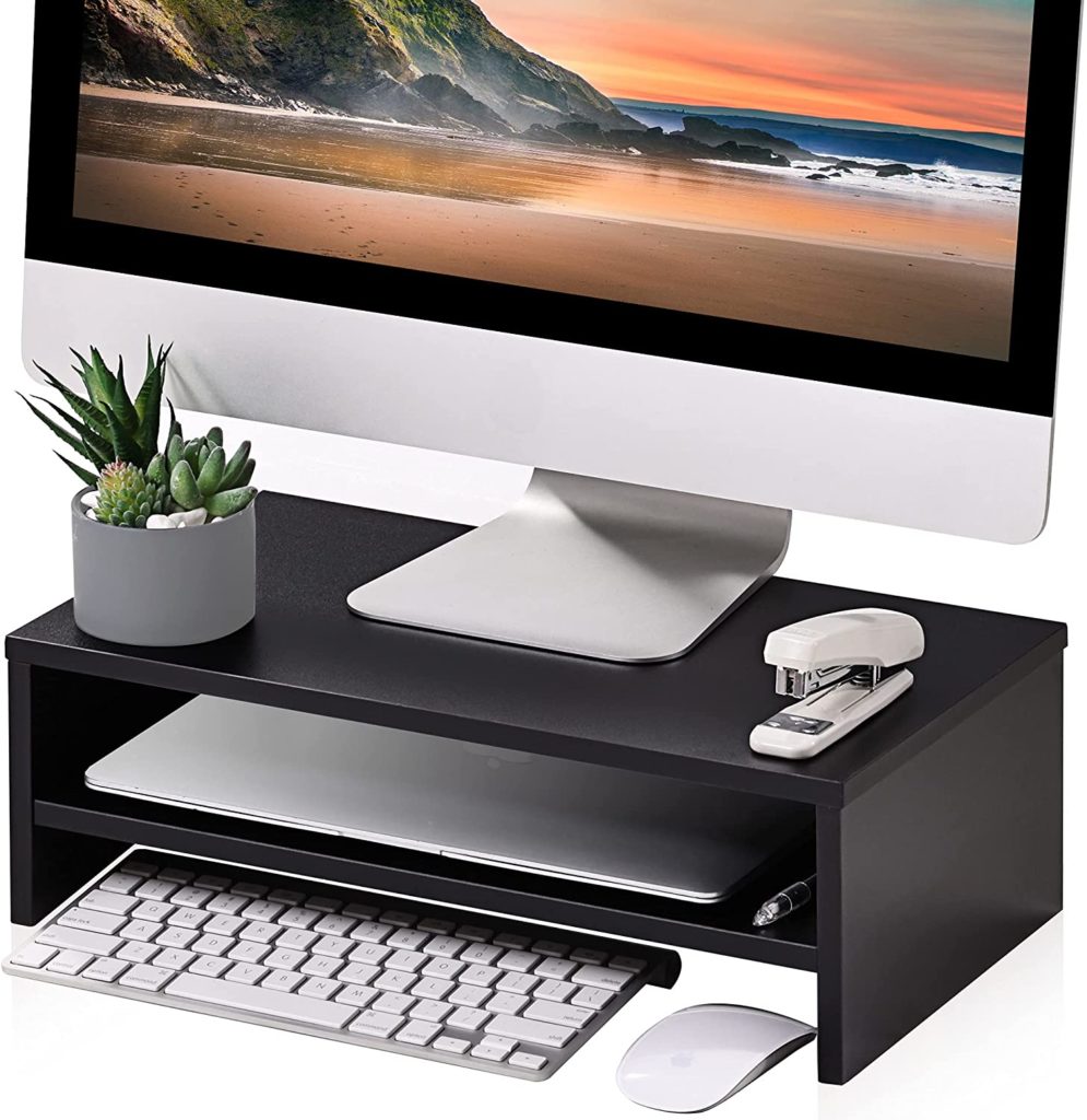 extra wide glass computer monitor riser desktop stand