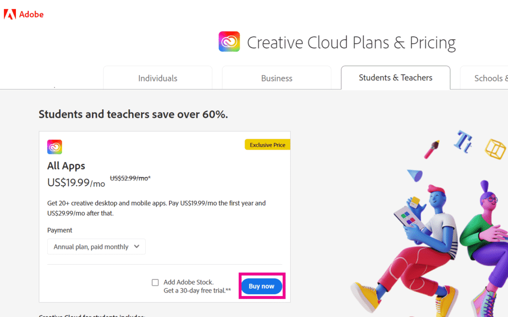 Step 1 — Adobe Student and Teacher Discount 